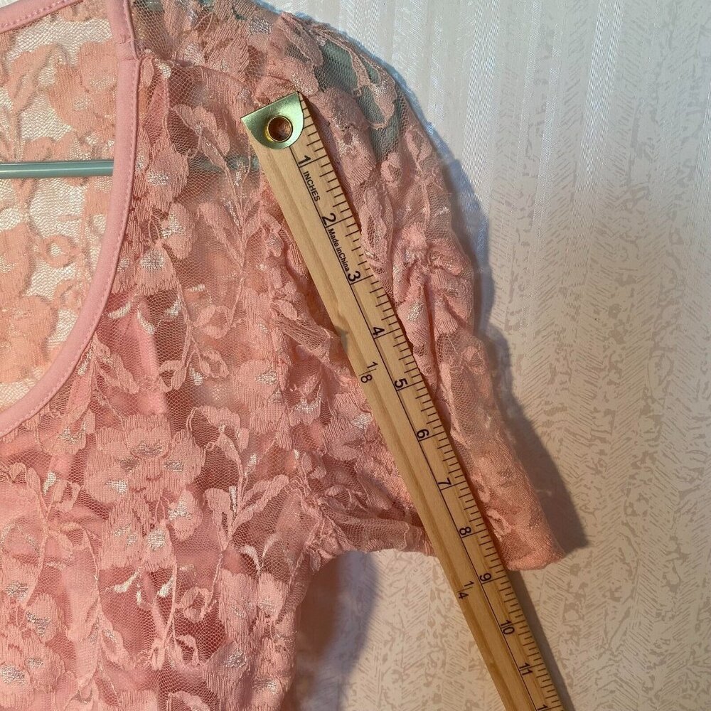 Rue 21 Double Layer Pink Lace Top‎ Size Large - Picture 8 of 9